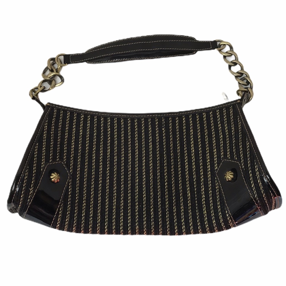 Eric Javits New York black gold patent leather bag